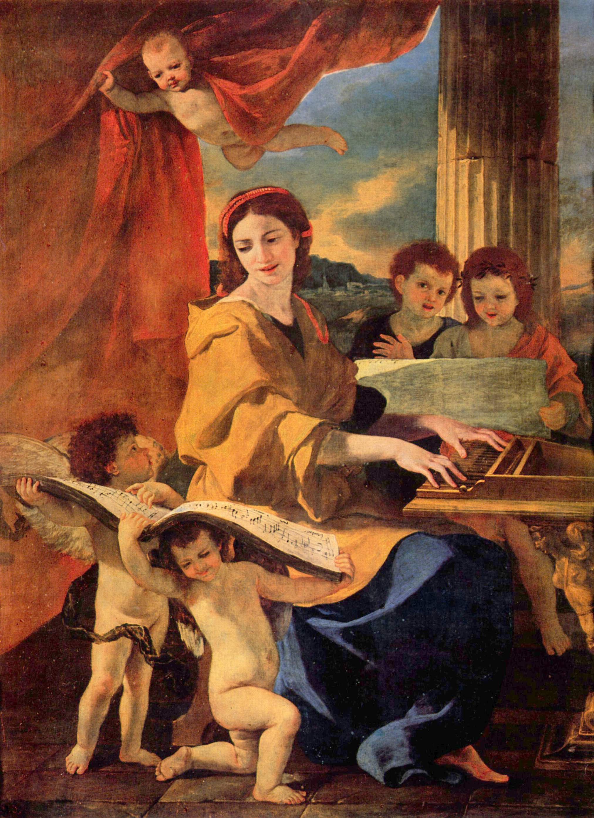 obraz sv. Cecílie namaloval Nicolas Poussin (1594-1665).